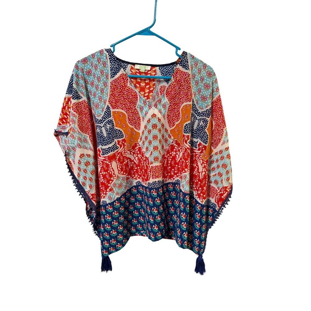 Jade Melody Tam Size Small/Medium Women Multi-Color Patchwork Kaftan Tassel Top